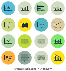 Set Of Graphs, Diagrams And Statistics Icons. Premium Quality Symbol Collection. Icons Can Be Used For Web, App And UI Design. Vector Illustration, EPS10.