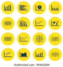 Set Of Graphs, Diagrams And Statistics Icons. Premium Quality Symbol Collection. Icons Can Be Used For Web, App And UI Design. Vector Illustration, EPS10.