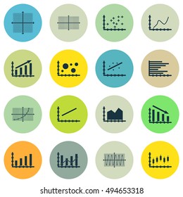 Set Of Graphs, Diagrams And Statistics Icons. Premium Quality Symbol Collection. Icons Can Be Used For Web, App And UI Design. Vector Illustration, EPS10.