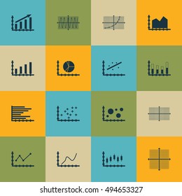 Set Of Graphs, Diagrams And Statistics Icons. Premium Quality Symbol Collection. Icons Can Be Used For Web, App And UI Design. Vector Illustration, EPS10.