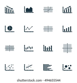 Set Of Graphs, Diagrams And Statistics Icons. Premium Quality Symbol Collection. Icons Can Be Used For Web, App And UI Design. Vector Illustration, EPS10.