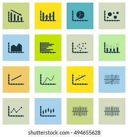 Set Of Graphs, Diagrams And Statistics Icons. Premium Quality Symbol Collection. Icons Can Be Used For Web, App And UI Design. Vector Illustration, EPS10.