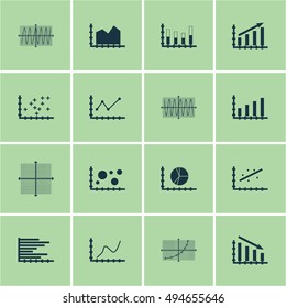 Set Of Graphs, Diagrams And Statistics Icons. Premium Quality Symbol Collection. Icons Can Be Used For Web, App And UI Design. Vector Illustration, EPS10.