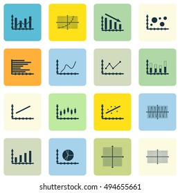 Set Of Graphs, Diagrams And Statistics Icons. Premium Quality Symbol Collection. Icons Can Be Used For Web, App And UI Design. Vector Illustration, EPS10.
