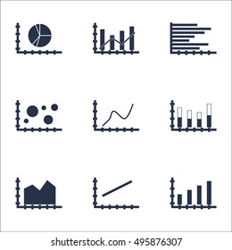 Set Of Graphs, Diagrams And Statistics Icons. Premium Quality Symbol Collection. Icons Can Be Used For Web, App And UI Design. Vector Illustration, EPS10.