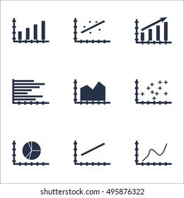 Set Of Graphs, Diagrams And Statistics Icons. Premium Quality Symbol Collection. Icons Can Be Used For Web, App And UI Design. Vector Illustration, EPS10.