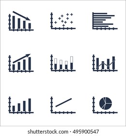 Set Of Graphs, Diagrams And Statistics Icons. Premium Quality Symbol Collection. Icons Can Be Used For Web, App And UI Design. Vector Illustration, EPS10.