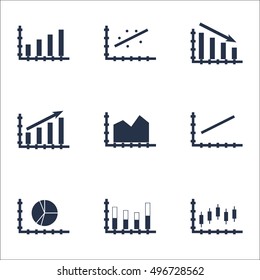 Set Of Graphs, Diagrams And Statistics Icons. Premium Quality Symbol Collection. Icons Can Be Used For Web, App And UI Design. Vector Illustration, EPS10.