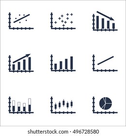 Set Of Graphs, Diagrams And Statistics Icons. Premium Quality Symbol Collection. Icons Can Be Used For Web, App And UI Design. Vector Illustration, EPS10.