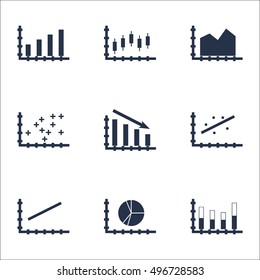 Set Of Graphs, Diagrams And Statistics Icons. Premium Quality Symbol Collection. Icons Can Be Used For Web, App And UI Design. Vector Illustration, EPS10.