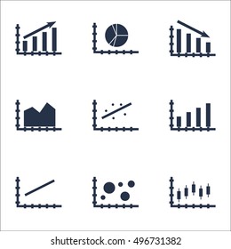 Set Of Graphs, Diagrams And Statistics Icons. Premium Quality Symbol Collection. Icons Can Be Used For Web, App And UI Design. Vector Illustration, EPS10.