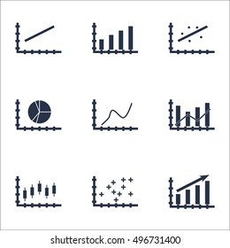 Set Of Graphs, Diagrams And Statistics Icons. Premium Quality Symbol Collection. Icons Can Be Used For Web, App And UI Design. Vector Illustration, EPS10.