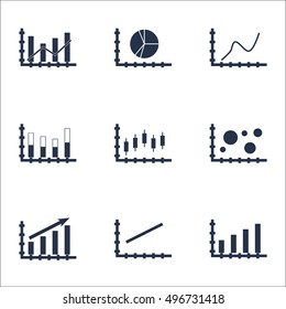 Set Of Graphs, Diagrams And Statistics Icons. Premium Quality Symbol Collection. Icons Can Be Used For Web, App And UI Design. Vector Illustration, EPS10.