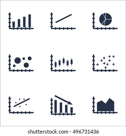 Set Of Graphs, Diagrams And Statistics Icons. Premium Quality Symbol Collection. Icons Can Be Used For Web, App And UI Design. Vector Illustration, EPS10.
