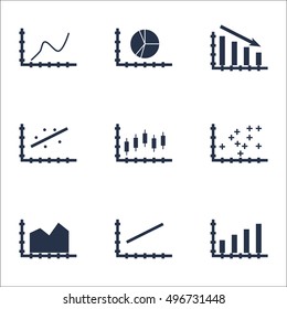 Set Of Graphs, Diagrams And Statistics Icons. Premium Quality Symbol Collection. Icons Can Be Used For Web, App And UI Design. Vector Illustration, EPS10.