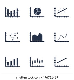 Set Of Graphs, Diagrams And Statistics Icons. Premium Quality Symbol Collection. Icons Can Be Used For Web, App And UI Design. Vector Illustration, EPS10.