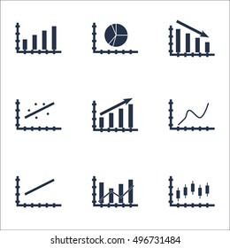Set Of Graphs, Diagrams And Statistics Icons. Premium Quality Symbol Collection. Icons Can Be Used For Web, App And UI Design. Vector Illustration, EPS10.