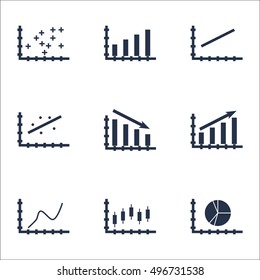 Set Of Graphs, Diagrams And Statistics Icons. Premium Quality Symbol Collection. Icons Can Be Used For Web, App And UI Design. Vector Illustration, EPS10.