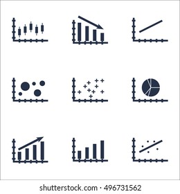 Set Of Graphs, Diagrams And Statistics Icons. Premium Quality Symbol Collection. Icons Can Be Used For Web, App And UI Design. Vector Illustration, EPS10.