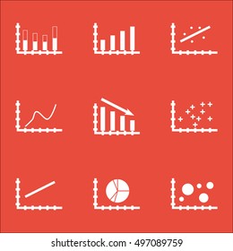 Set Of Graphs, Diagrams And Statistics Icons. Premium Quality Symbol Collection. Icons Can Be Used For Web, App And UI Design. Vector Illustration, EPS10.