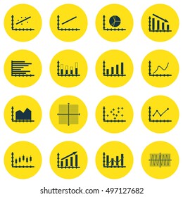 Set Of Graphs, Diagrams And Statistics Icons. Premium Quality Symbol Collection. Icons Can Be Used For Web, App And UI Design. Vector Illustration, EPS10.
