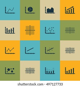 Set Of Graphs, Diagrams And Statistics Icons. Premium Quality Symbol Collection. Icons Can Be Used For Web, App And UI Design. Vector Illustration, EPS10.