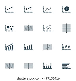 Set Of Graphs, Diagrams And Statistics Icons. Premium Quality Symbol Collection. Icons Can Be Used For Web, App And UI Design. Vector Illustration, EPS10.