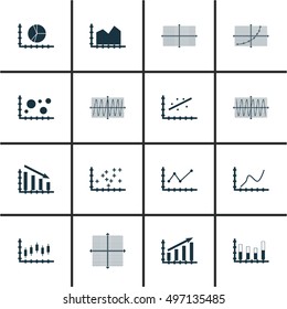 Set Of Graphs, Diagrams And Statistics Icons. Premium Quality Symbol Collection. Icons Can Be Used For Web, App And UI Design. Vector Illustration, EPS10.