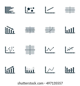 Set Of Graphs, Diagrams And Statistics Icons. Premium Quality Symbol Collection. Icons Can Be Used For Web, App And UI Design. Vector Illustration, EPS10.