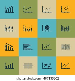 Set Of Graphs, Diagrams And Statistics Icons. Premium Quality Symbol Collection. Icons Can Be Used For Web, App And UI Design. Vector Illustration, EPS10.