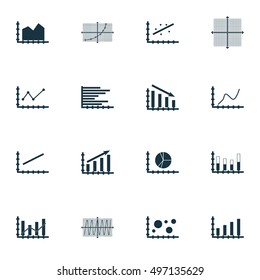 Set Of Graphs, Diagrams And Statistics Icons. Premium Quality Symbol Collection. Icons Can Be Used For Web, App And UI Design. Vector Illustration, EPS10.