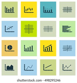 Set Of Graphs, Diagrams And Statistics Icons. Premium Quality Symbol Collection. Icons Can Be Used For Web, App And UI Design. Vector Illustration, EPS10.