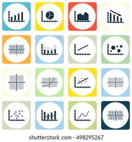 Set Of Graphs, Diagrams And Statistics Icons. Premium Quality Symbol Collection. Icons Can Be Used For Web, App And UI Design. Vector Illustration, EPS10.