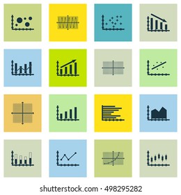 Set Of Graphs, Diagrams And Statistics Icons. Premium Quality Symbol Collection. Icons Can Be Used For Web, App And UI Design. Vector Illustration, EPS10.