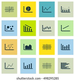Set Of Graphs, Diagrams And Statistics Icons. Premium Quality Symbol Collection. Icons Can Be Used For Web, App And UI Design. Vector Illustration, EPS10.