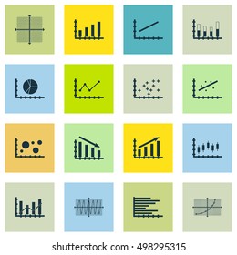 Set Of Graphs, Diagrams And Statistics Icons. Premium Quality Symbol Collection. Icons Can Be Used For Web, App And UI Design. Vector Illustration, EPS10.
