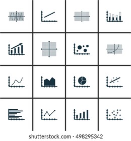 Set Of Graphs, Diagrams And Statistics Icons. Premium Quality Symbol Collection. Icons Can Be Used For Web, App And UI Design. Vector Illustration, EPS10.