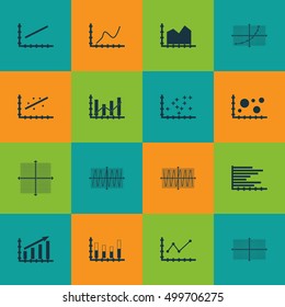 Set Of Graphs, Diagrams And Statistics Icons. Premium Quality Symbol Collection. Icons Can Be Used For Web, App And UI Design. Vector Illustration, EPS10.