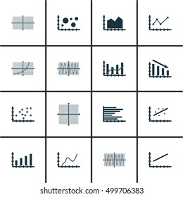Set Of Graphs, Diagrams And Statistics Icons. Premium Quality Symbol Collection. Icons Can Be Used For Web, App And UI Design. Vector Illustration, EPS10.