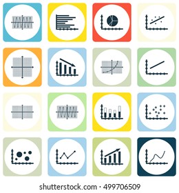 Set Of Graphs, Diagrams And Statistics Icons. Premium Quality Symbol Collection. Icons Can Be Used For Web, App And UI Design. Vector Illustration, EPS10.