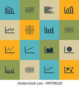 Set Of Graphs, Diagrams And Statistics Icons. Premium Quality Symbol Collection. Icons Can Be Used For Web, App And UI Design. Vector Illustration, EPS10.