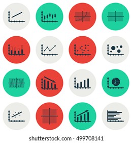 Set Of Graphs, Diagrams And Statistics Icons. Premium Quality Symbol Collection. Icons Can Be Used For Web, App And UI Design. Vector Illustration, EPS10.