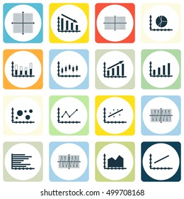 Set Of Graphs, Diagrams And Statistics Icons. Premium Quality Symbol Collection. Icons Can Be Used For Web, App And UI Design. Vector Illustration, EPS10.