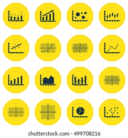 Set Of Graphs, Diagrams And Statistics Icons. Premium Quality Symbol Collection. Icons Can Be Used For Web, App And UI Design. Vector Illustration, EPS10.