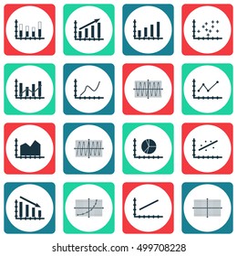 Set Of Graphs, Diagrams And Statistics Icons. Premium Quality Symbol Collection. Icons Can Be Used For Web, App And UI Design. Vector Illustration, EPS10.