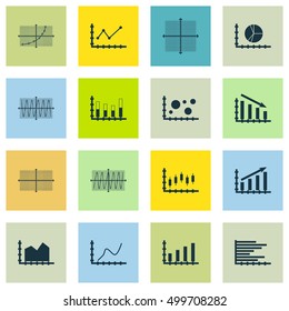 Set Of Graphs, Diagrams And Statistics Icons. Premium Quality Symbol Collection. Icons Can Be Used For Web, App And UI Design. Vector Illustration, EPS10.
