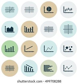 Set Of Graphs, Diagrams And Statistics Icons. Premium Quality Symbol Collection. Icons Can Be Used For Web, App And UI Design. Vector Illustration, EPS10.