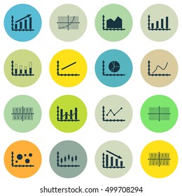 Set Of Graphs, Diagrams And Statistics Icons. Premium Quality Symbol Collection. Icons Can Be Used For Web, App And UI Design. Vector Illustration, EPS10.
