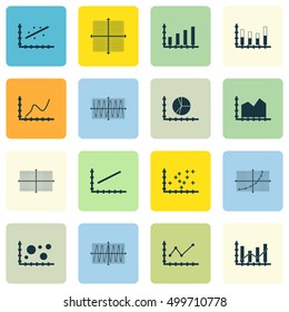Set Of Graphs, Diagrams And Statistics Icons. Premium Quality Symbol Collection. Icons Can Be Used For Web, App And UI Design. Vector Illustration, EPS10.