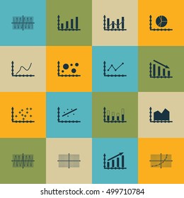Set Of Graphs, Diagrams And Statistics Icons. Premium Quality Symbol Collection. Icons Can Be Used For Web, App And UI Design. Vector Illustration, EPS10.